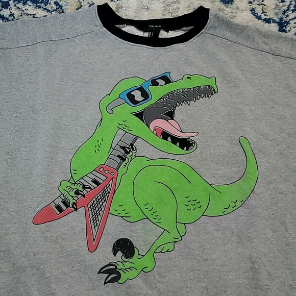 Forever 21 Too Cool Dinosaur Oversize Sweatshirt S - Picture 3 of 6